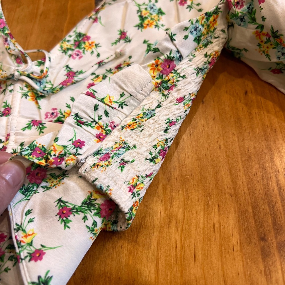 For Love & Lemons Tanya Top Small NWT Floral Puff Sleeve Coquette Crop A7 - Picture 6 of 10